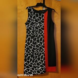 Womens dress. Size 10. Black and white with red accent.